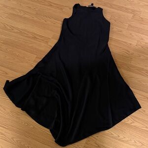 Elegant Black A-Line Satin AllSaints Sleeveless Dress